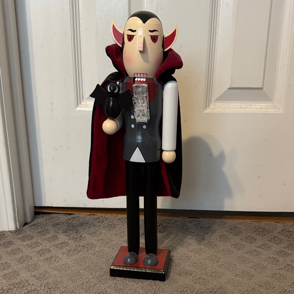 Vampire Nutcracker with Red and Black Velvet Cape